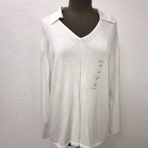 NWOT Liz Claiborne White Collar Light Sweater Sz2X